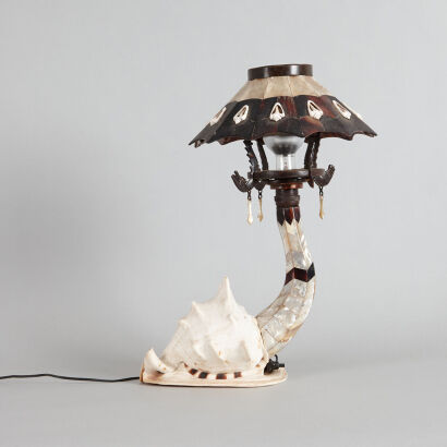 A Tortoise Shell and Mother of Pearl Lamp