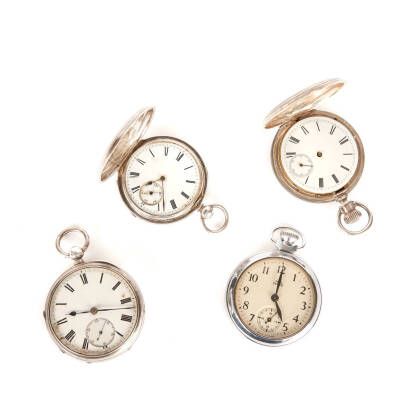 Assorted Stering Silver and Plated Pocket Watches (4)