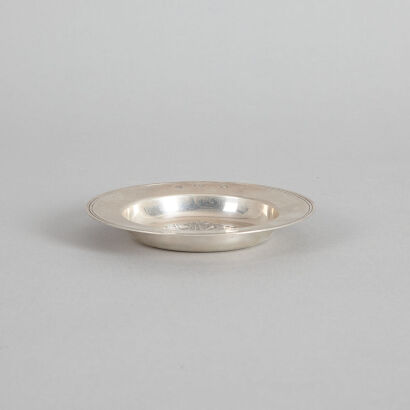 A Sterling Silver Dish with Ship