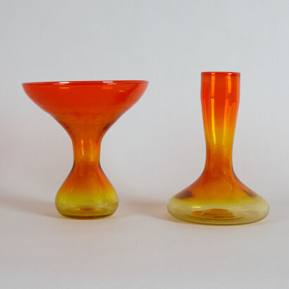 A Pair of Blenko Glass Vases and Small Beaker