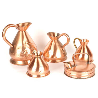 4 Assorted Victorian Copper Measures and Kettles