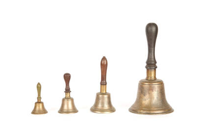 4 Brass Bells with Wooden Handles