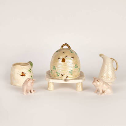 Belleek Honey Pot Pieces and 4 Belleek Pieces (5)