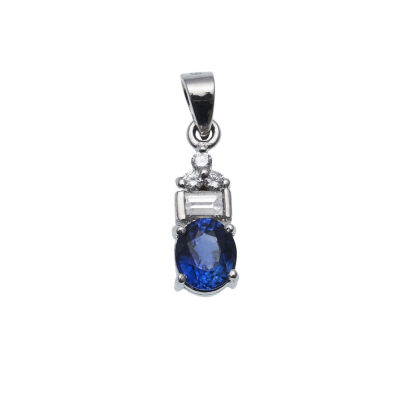 18ct White Gold Modern Sapphire and Diamond Pendant