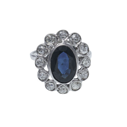 18ct White Gold Sapphire and Diamond Ring