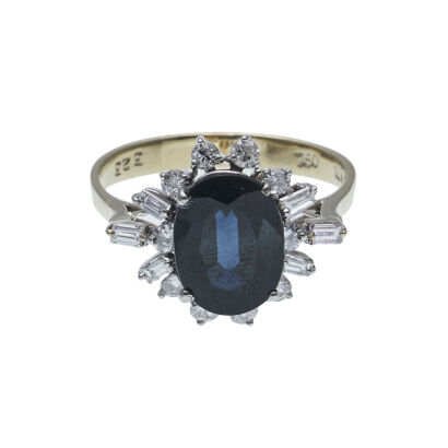 18ct Traditional Sapphire and Diamond Ring