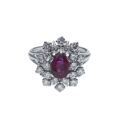 18ct White Gold Ruby and Diamond Ring