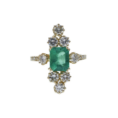 18ct Emerald and Diamond Ring