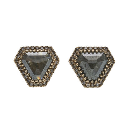 18ct Modern Salt and Pepper Diamond Earrings