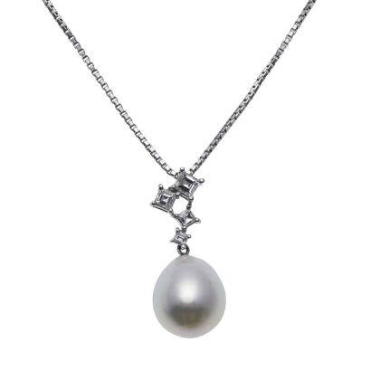 Platinum Modern South Sea Pearl and Diamond Necklace