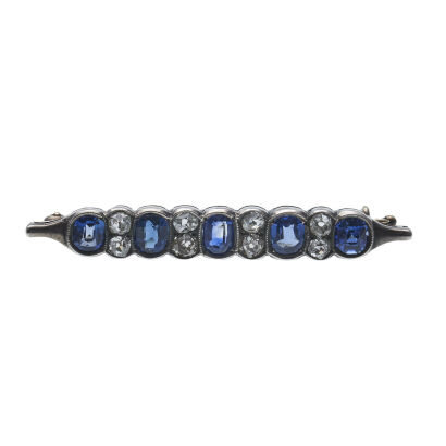 14ct Vintage Sapphire Diamond Brooch