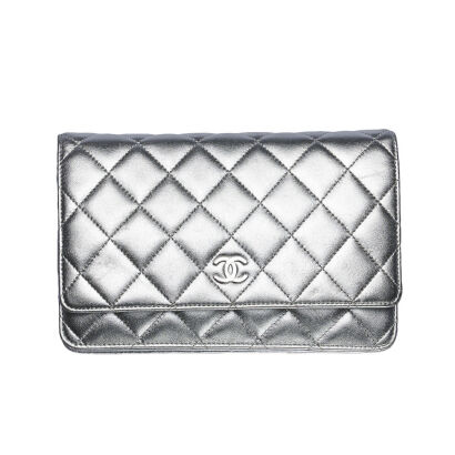 Chanel Vintage Quilted Silver Bag