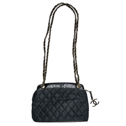 Chanel Vintage Quilted Raffia Chain Bag