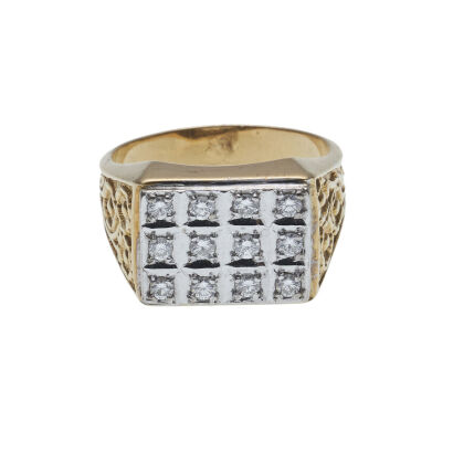 18ct Men's Signet Diamond Dress Ring