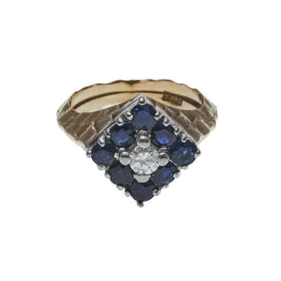 18ct Sapphire and Diamond Cluster Ring