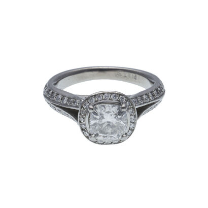 Platinum Cushion Cut Diamond Ring