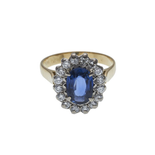 18ct Oval Sapphire and Diamond Ring