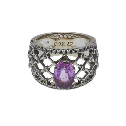 18ct White Gold Piero Milano Pink Sapphire and Diamond Ring