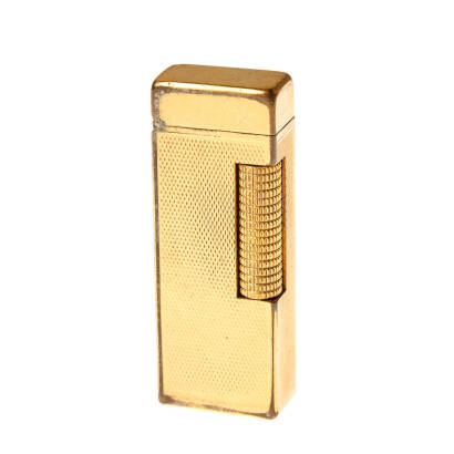 An Alfred Dunhill Rolagas Lighter, C. 1960s. Gold Plated, Swiss Made. Height 63mm.