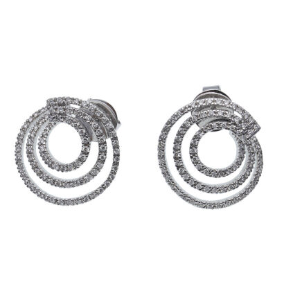 18ct White Gold Diamond Swirl Earrings