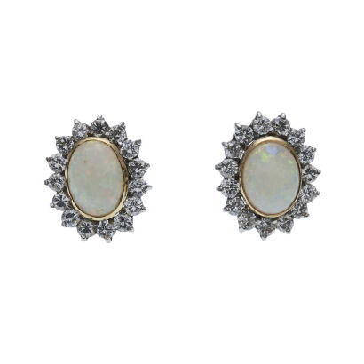 18ct Opal and Diamond Stud Earrings