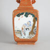 A Chinese Early Republic Period Famille Rose and Iron Red 'Figural' Square Vase with dragon handles (Da Qing Qianlong Nian Zhi Mark) - 2