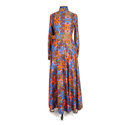 A Michael Mattar Full Length Printed Dress, 1970s