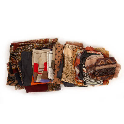 An Assorted Lot of Silk Scarves in Neutral and Camel Tones