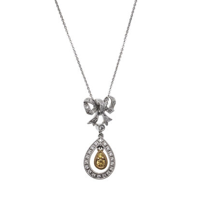 18ct White Gold Yellow Sapphire and Diamond Pendant