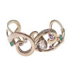 9ct Rose Gold Morganite, Emerald and Diamond Cuff Bangle