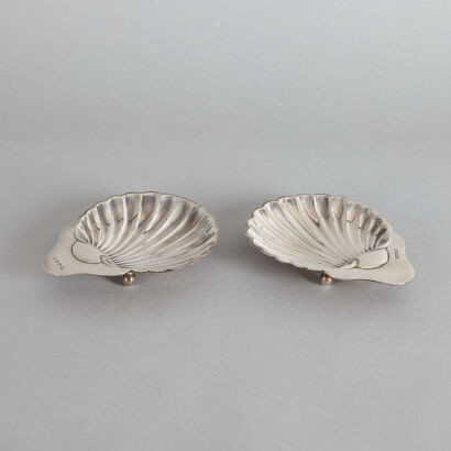 A Pair of Sterling Silver Georgian Shell Dishes