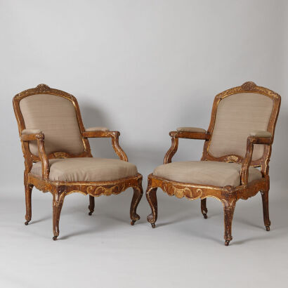 A Pair of 18th Century French Louis XV Fauteuils