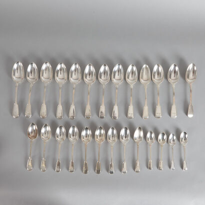 A Large Assortment of Crested Sterling Silver Spoons