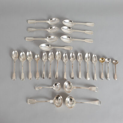 A Large Assortment of Crested Sterling Silver Spoons of Various Sizes