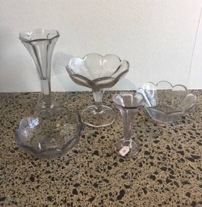 5 Assorted Pressed Glass Bowls and Comports