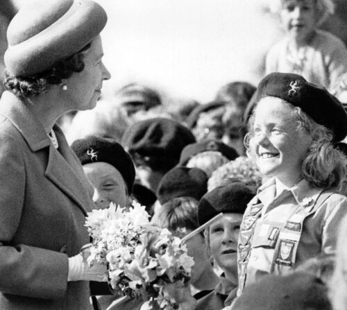 Queen with Smiling Girl Guide in Ashburton