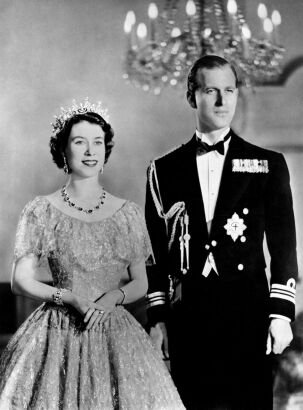 Portrait of Princess Elizabeth and Prince Philip at Buckingham Palace