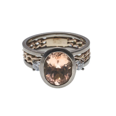 9ct Morganite and Diamond Dress Ring