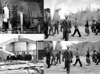 Four photographs - Prince Philip at Kawerau Mill