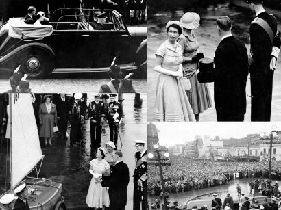 Four photographs - The Royals with Prime Minister Holland in Auckland