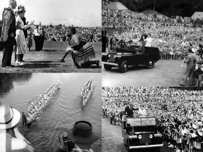 Four photographs - The Royals in New Plymouth, Rotorua and Ngāruawāhia