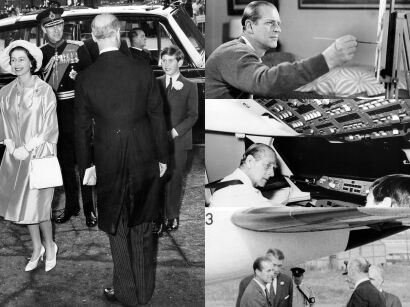 Four photographs - Prince Philip Piloting and Painting