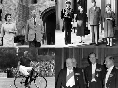 Four photographs - Prince Philip with Winston Churchill