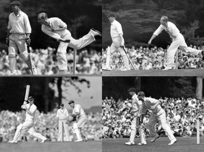 Four photographs - Prince Philip Playing Cricket in Sussex