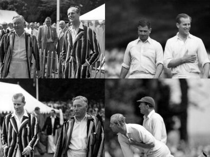 Four photographs - Prince Philip Playing Cricket in Essex