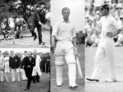 Four photographs - Prince Philip Playing Cricket and Badminton