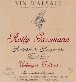 *(3) 1996 Rolly Gassmann Rotleibel de Rorschwihr Vendages Tardives Pinot Gris, Alsace