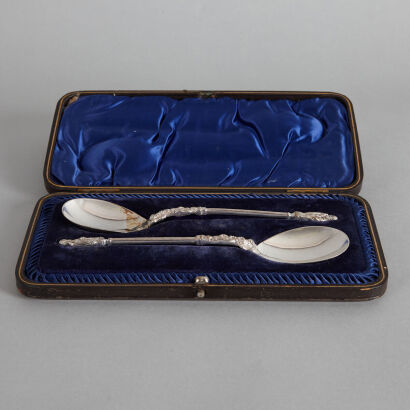 A Cased Set of Two Silver Apostle Spoons