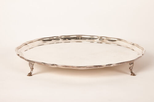 A Sterling Silver Salver on Four Hoof Feet