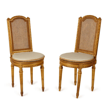 A Pair of Small Gilded Hall Chairs